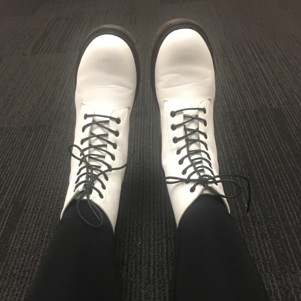 White Combat Boots